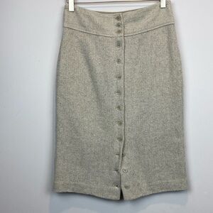 Ralph Lauren Black Label • silk wool blend button front pencil skirt